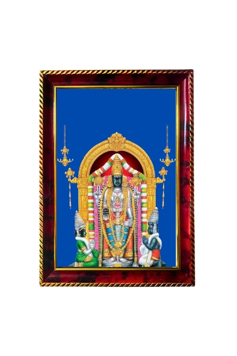 Lord Oppiliappan Photo Frame For Wall & Table | 7x9 Inch Golden Cherry Finish | Decorative Lord Oppiliappan Photo Frame For Home, Office & Pooja Room (F11360)