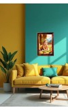 Little Sri Krishna Photo Frame For Wall & Table | 7x9 Inch Golden Cherry Finish | Decorative Little Sri Krishna Photo Frame For Home, Office & Pooja Room (F11899)