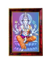 Lord Ganesha Photo Frame For Wall & Table | 7x9 Inch Golden Cherry Finish | Decorative Lord Ganesha Photo Frame For Home, Office & Pooja Room (F11725)
