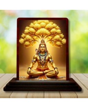 Car Desk/Table Top Lord Shiva Wooden Photo Stand â€“ 3x4 Inches, Compact & Stylish Spiritual Display For Car, Home & Office (Pack Of 1) (F15152)