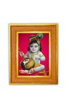 Bal Krishna Photo Frame 10x14 Inches-Brown Wooden Frame For Home, Office & Temple Decoration And Gifting (F6434)