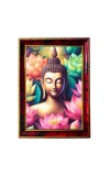 Calmness Buddha Photo Frame For Wall & Table | 7x9 Inch Golden Cherry Finish | Decorative Calmness Buddha Photo Frame For Home, Office & Pooja Room (F11407)