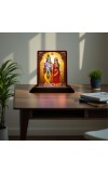 Car Desk/Table Top Lord Radha Krishna Wooden Photo Stand â€“ 3x4 Inches, Compact & Stylish Spiritual Display For Car, Home & Office (Pack Of 1) (F15110)