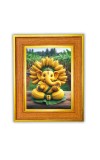 Ganpatii Bappa Photo Frame 10x14 Inches-Brown Wooden Frame For Home, Office & Temple Decoration And Gifting (F6478)