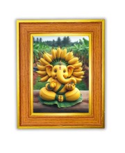Ganpatii Bappa Photo Frame 10x14 Inches-Brown Wooden Frame For Home, Office & Temple Decoration And Gifting (F6478)