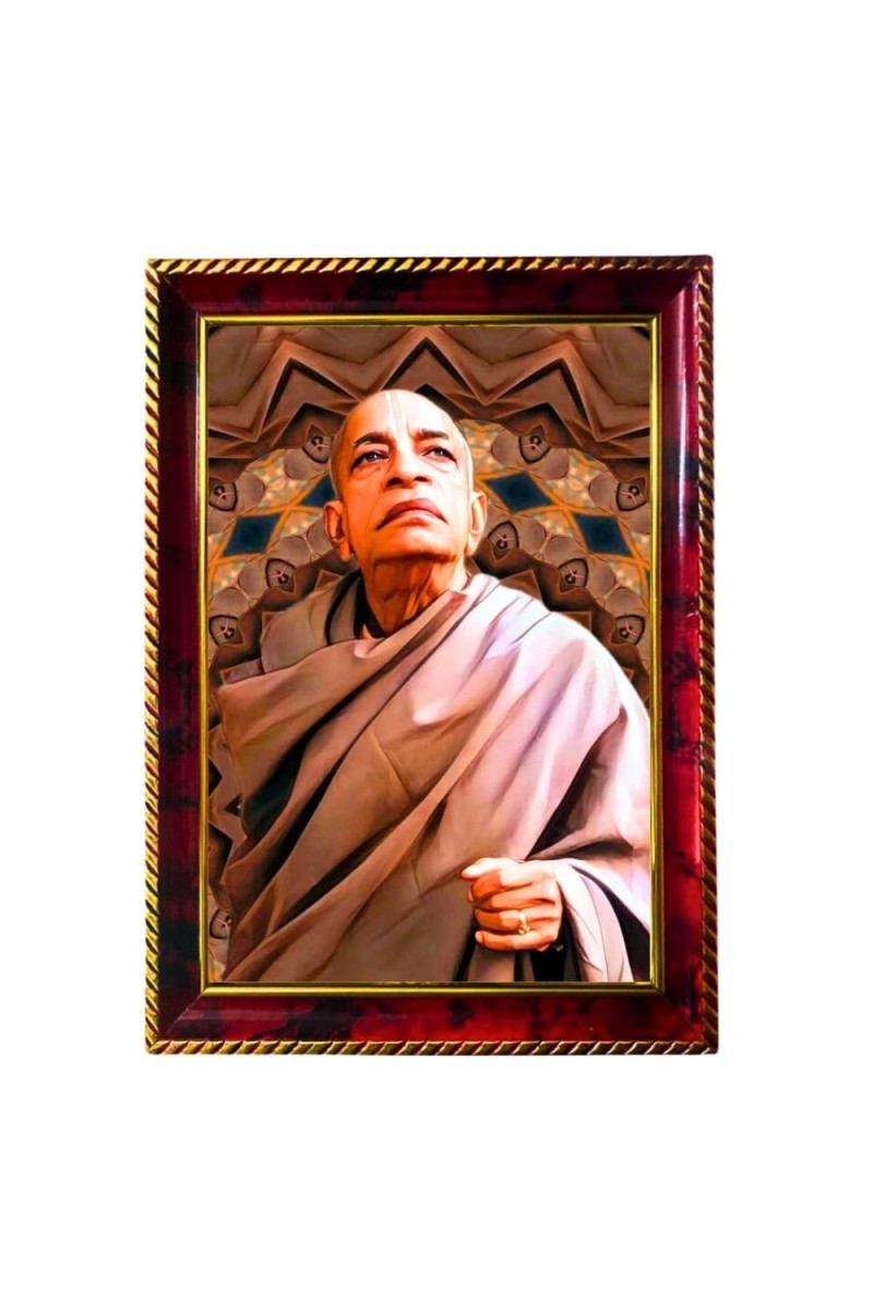 Sri Srila Prabhupada Photo Frame For Wall & Table | 7x9 Inch Golden Cherry Finish | Decorative Sri Srila Prabhupada Photo Frame For Home, Office & Pooja Room (F11550)