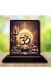 Car Desk/Table Top Om Symbol Wooden Photo Stand 3x4 Inches, Compact & Stylish Spiritual Display For Car, Home & Office (Pack Of 1) (F14449)