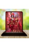 Car Desk/Table Top Radha Krishna Wooden Photo Stand 3x4 Inches, Compact & Stylish Spiritual Display For Car, Home & Office (Pack Of 1) (F14360)