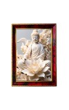 Serene Buddha Photo Frame For Wall & Table | 7x9 Inch Golden Cherry Finish | Decorative Serene Buddha Photo Frame For Home, Office & Pooja Room (F11849)