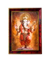 Lord Ganesha Photo Frame For Wall & Table | 7x9 Inch Golden Cherry Finish | Decorative Lord Ganesha Photo Frame For Home, Office & Pooja Room (F11580)