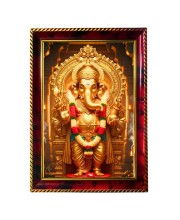 Lord Ganesha Photo Frame For Wall & Table | 7x9 Inch Golden Cherry Finish | Decorative Lord Ganesha Photo Frame For Home, Office & Pooja Room (F11924)
