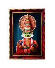 Kathakali Photo Frame For Wall & Table | 7x9 Inch Golden Cherry Finish | Decorative Kathakali Photo Frame For Home, Office & Pooja Room (F11351)