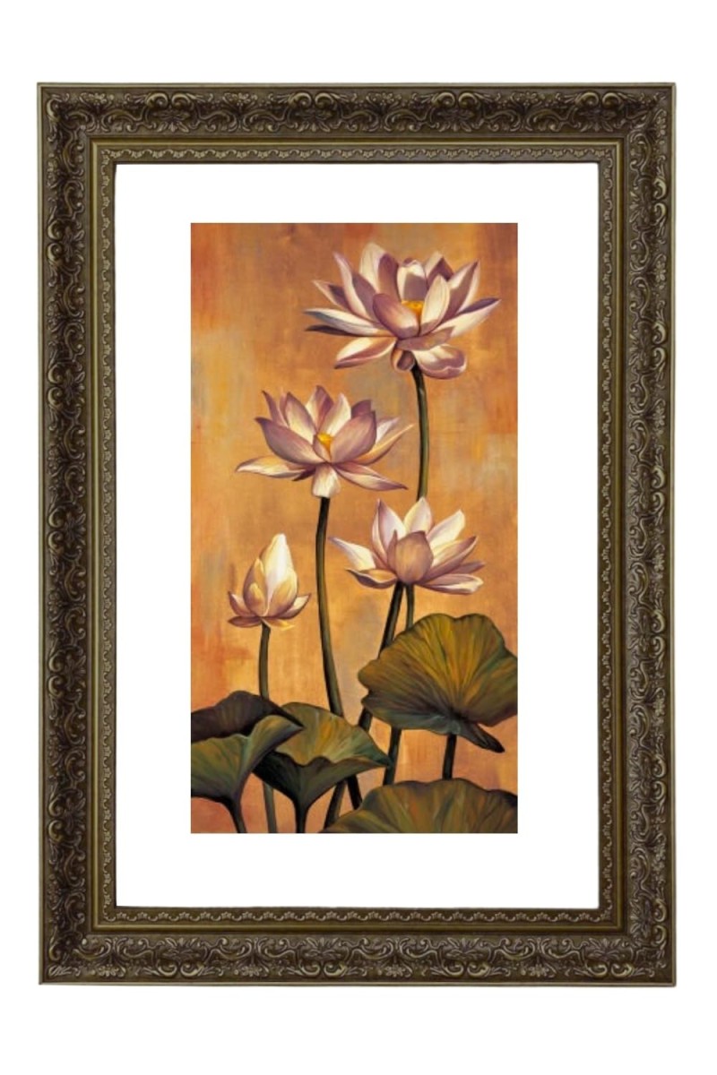 White Lotus Big Photo Frame - 20x28 Inches For Home,Temple & Office Decoration (F10630)