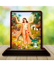 Car Desk/Table Top Lord Krishna Wooden Photo Stand 3x4 Inches, Compact & Stylish Spiritual Display For Car, Home & Office (Pack Of 1) (F14651)