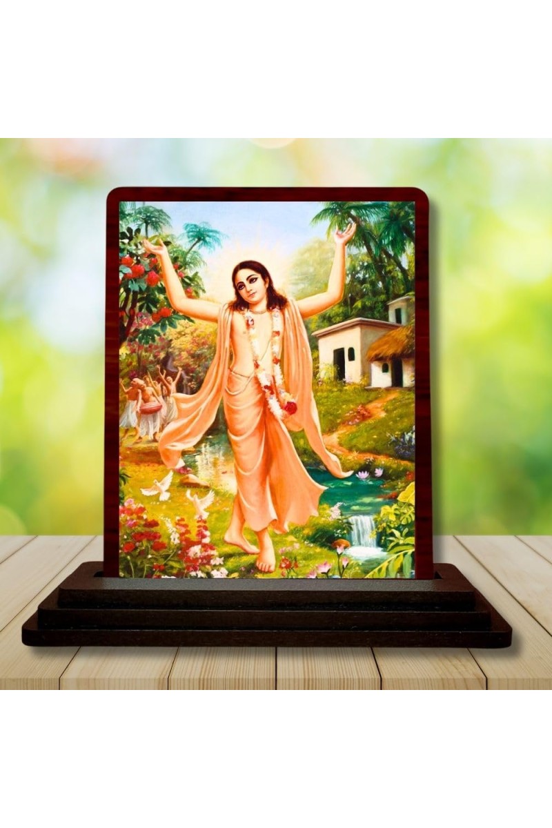 Car Desk/Table Top Lord Krishna Wooden Photo Stand 3x4 Inches, Compact & Stylish Spiritual Display For Car, Home & Office (Pack Of 1) (F14651)