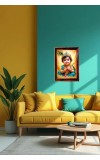 Little Krishna Photo Frame For Wall & Table | 7x9 Inch Golden Cherry Finish | Decorative Little Krishna Photo Frame For Home, Office & Pooja Room (F11897)