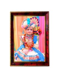 Swami Narayan Ji Photo Frame For Wall & Table | 7x9 Inch Golden Cherry Finish | Decorative Swami Narayan Ji Photo Frame For Home, Office & Pooja Room (F11465)