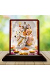 Car Desk/Table Top Lord Shiva And Parvathi Wooden Photo Stand 3x4 Inches, Compact & Stylish Spiritual Display For Car, Home & Office (Pack Of 1) (F14328)