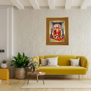 Kali Mata BhAvataarini Photo Frame 14x18 Inches-Brown Wooden Frame For Home, Office & Temple Decoration And Gifting (F6411)