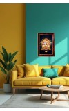 Lord Vishnu Laxmi Photo Frame For Wall & Table | 7x9 Inch Golden Cherry Finish | Decorative Lord Vishnu Laxmi Photo Frame For Home, Office & Pooja Room (F11884)
