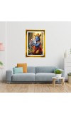 Divine Baby Krishna Golden Photo Frame - 10x14 Inches | Elegant Wooden Frame For Home, Office & Temple Decoration | Spiritual Wall & Table Decor And Gift Item (F9530)