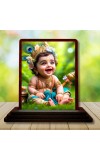 Car Desk/Table Top Little Cute Krishna Wooden Photo Stand 3x4 Inches, Compact & Stylish Spiritual Display For Car, Home & Office (Pack Of 1) (F14450)