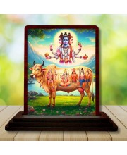 Car Desk/Table Top Lord Dattatreya Wooden Photo Stand 3x4 Inches, Compact & Stylish Spiritual Display For Car, Home & Office (Pack Of 1) (F14639)