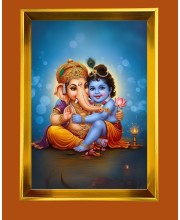 Golden Photo Frame - 10x14 Inches | Elegant Wooden Frame For Home, Office & Temple Decoration | Spiritual Wall & Table Decor and Gift Item