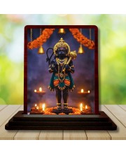 Car Desk/Table Top Lord Hanuman Wooden Photo Stand â€“ 3x4 Inches, Compact & Stylish Spiritual Display For Car, Home & Office (Pack Of 1) (F15057)