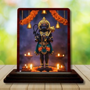 Car Desk/Table Top Lord Hanuman Wooden Photo Stand 3x4 Inches, Compact & Stylish Spiritual Display For Car, Home & Office (Pack Of 1) (F15057) Car Desk/Table Top Lord Hanuman Wooden Photo Stand 3x4 Inches, Compact & Stylish Spiritual Display For Car, Home & Office (Pack Of 1) (F15057)