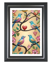 Birds Branches Flowers Photo Wall & Table Frame | 10x14 Inch Black Designer | Perfect For Gifting & Home Decor (F9592)