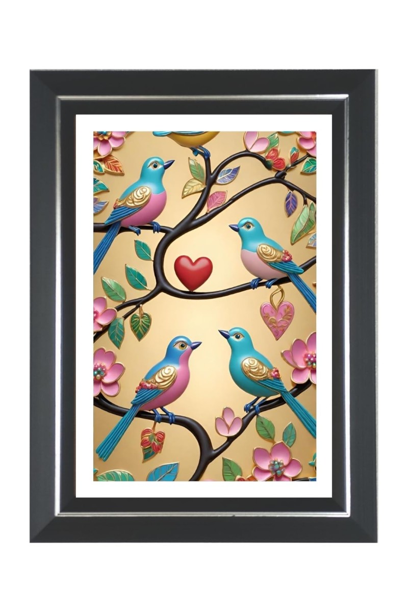 Birds Branches Flowers Photo Wall & Table Frame | 10x14 Inch Black Designer | Perfect For Gifting & Home Decor (F9592)