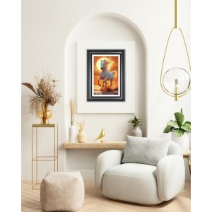 White Horse Photo Wall & Table Frame | 12x16 Inch Black Designer | Perfect For Gifting & Home Decor (F9622)