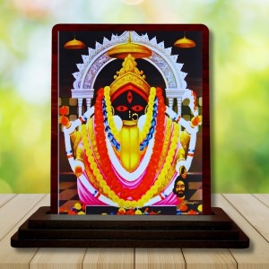 Car Desk/Table Top Maa Kali Wooden Photo Stand 3x4 Inches, Compact & Stylish Spiritual Display For Car, Home & Office (Pack Of 1) (F15096)