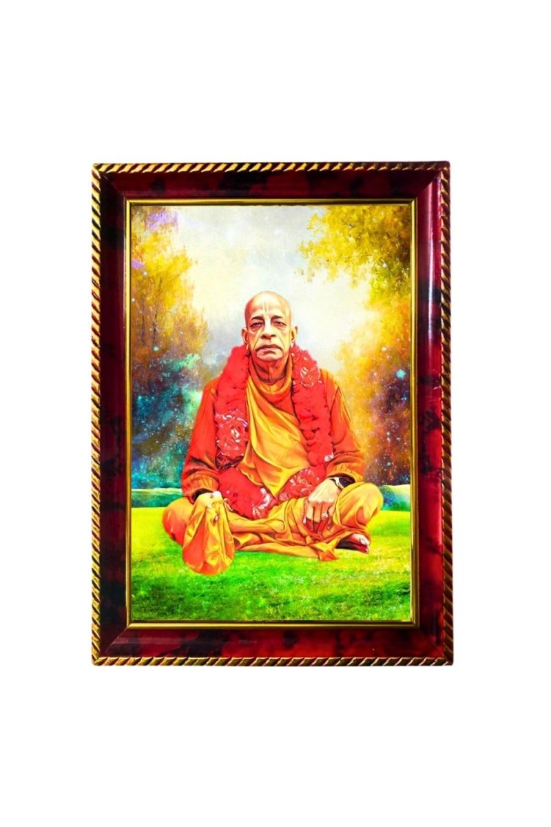 Swami Srila Prabhupada Ji Photo Frame For Wall & Table | 7x9 Inch Golden Cherry Finish | Decorative Swami Srila Prabhupada Ji Photo Frame For Home, Office & Pooja Room (F11527)