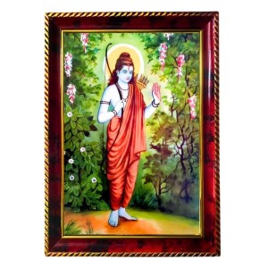 Lord Rama Photo Frame For Wall & Table | 7x9 Inch Golden Cherry Finish | Decorative Lord Rama Photo Frame For Home, Office & Pooja Room (F11411)