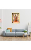 Lord Venkateswara & Maa Lakhsmi Golden Photo Frame - 10x14 Inches | Elegant Wooden Frame For Home, Office & Temple Decoration | Spiritual Wall & Table Decor and Gift Item