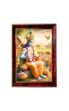 Lord Sri Krishna Photo Frame For Wall & Table | 7x9 Inch Golden Cherry Finish | Decorative Lord Sri Krishna Photo Frame For Home, Office & Pooja Room (F11485)