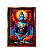 Buddha Photo Frame For Wall & Table | 7x9 Inch Golden Cherry Finish | Decorative Buddha Photo Frame For Home, Office & Pooja Room (F11336)
