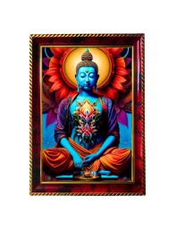 Buddha Photo Frame For Wall & Table | 7x9 Inch Golden Cherry Finish | Decorative Buddha Photo Frame For Home, Office & Pooja Room (F11336)