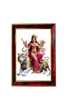 Maa Durga Photo Frame For Wall & Table | 7x9 Inch Golden Cherry Finish | Decorative Maa Durga Photo Frame For Home, Office & Pooja Room (F11400)