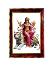 Maa Durga Photo Frame For Wall & Table | 7x9 Inch Golden Cherry Finish | Decorative Maa Durga Photo Frame For Home, Office & Pooja Room (F11400)