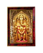 Lord Ganesha Photo Frame For Wall & Table | 7x9 Inch Golden Cherry Finish | Decorative Lord Ganesha Photo Frame For Home, Office & Pooja Room (F11923)