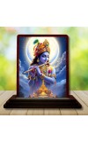 Car Desk/Table Top Lord Krishna Wooden Photo Stand 3x4 Inches, Compact & Stylish Spiritual Display For Car, Home & Office (Pack Of 1) (F14349)