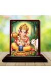 Car Desk/Table Top Lord Ganesha Wooden Photo Stand 3x4 Inches, Compact & Stylish Spiritual Display For Car, Home & Office (Pack Of 1) (F14524)