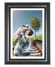 Cows Photo Wall & Table Frame | 10x14 Inch Black Designer | Perfect For Gifting & Home Decor (F9619)