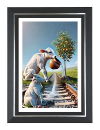 Cows Photo Wall & Table Frame | 12x16 Inch Black Designer | Perfect For Gifting & Home Decor (F9619)