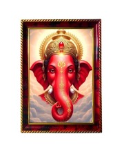 Lord Ganesha Photo Frame For Wall & Table | 7x9 Inch Golden Cherry Finish | Decorative Lord Ganesha Photo Frame For Home, Office & Pooja Room (F11665)