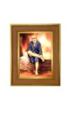 Sai Baba Photo Frame 16x20 Inches-Brown Wooden Frame For Home, Office & Temple Decoration And Gifting (F6428)