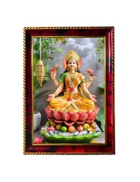 Goddess Laxmi Photo Frame For Wall & Table | 7x9 Inch Golden Cherry Finish | Decorative Goddess Laxmi Photo Frame For Home, Office & Pooja Room (F11557)